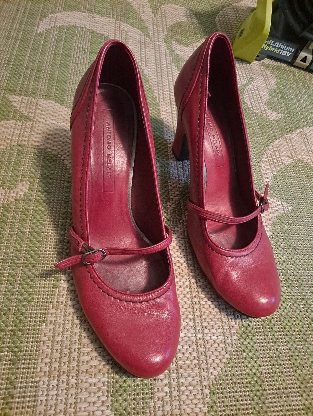 ANTONIO MELANI Red Mary Jane Leather Pumps - Picture 5 of 8